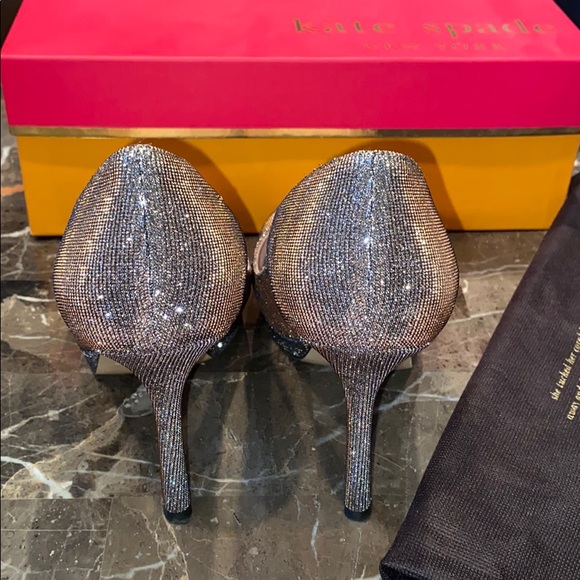 Kate Spade Peep Toe Pump Heels 7 Silver/Bronze - Picture 6 of 8